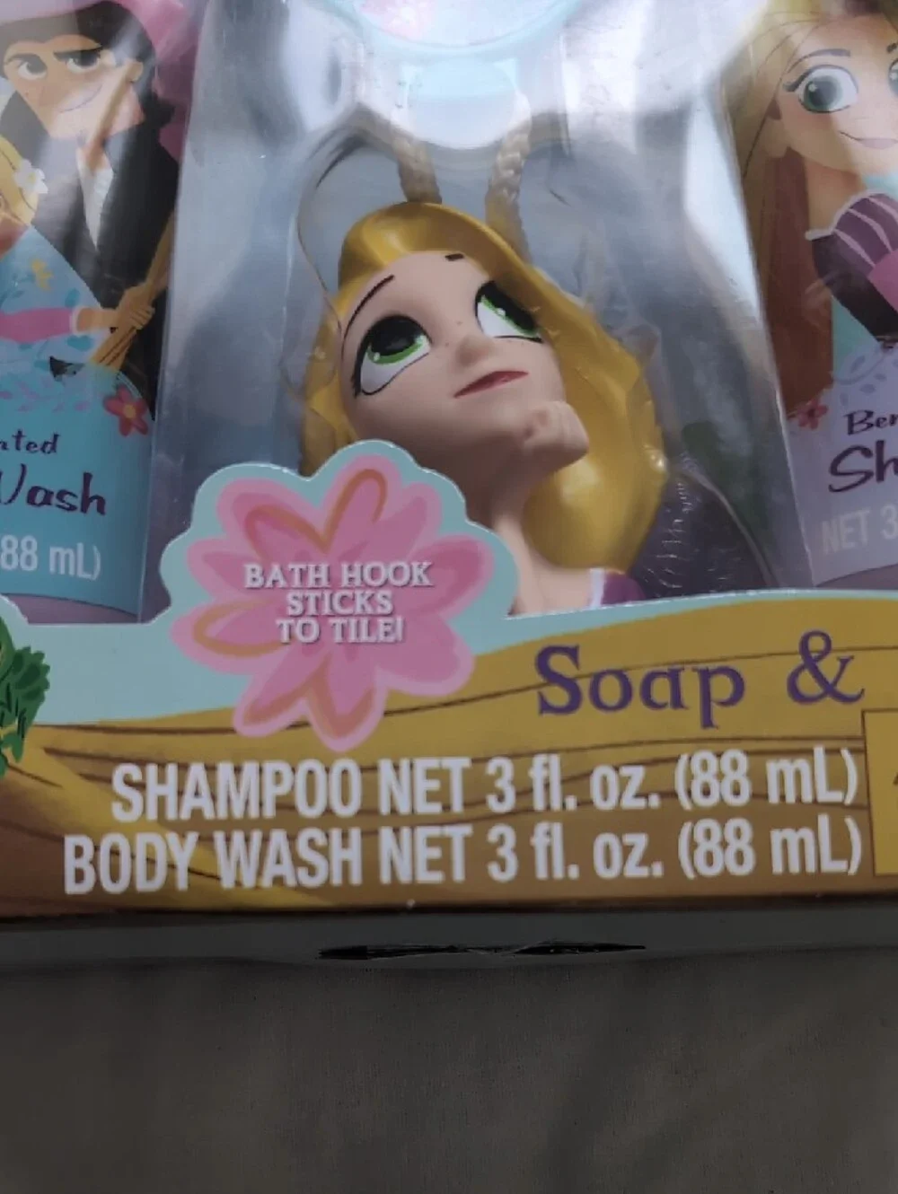 Disney Tangled Kids Berry Scented Shampoo & Body Wash Set, Hook And Bath Scrubby
